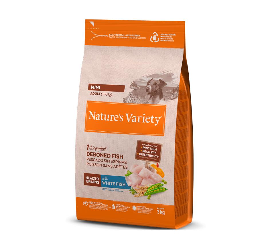 Nature's Variety Healthy Grain Cão Adulto Mini - Peixe Branco