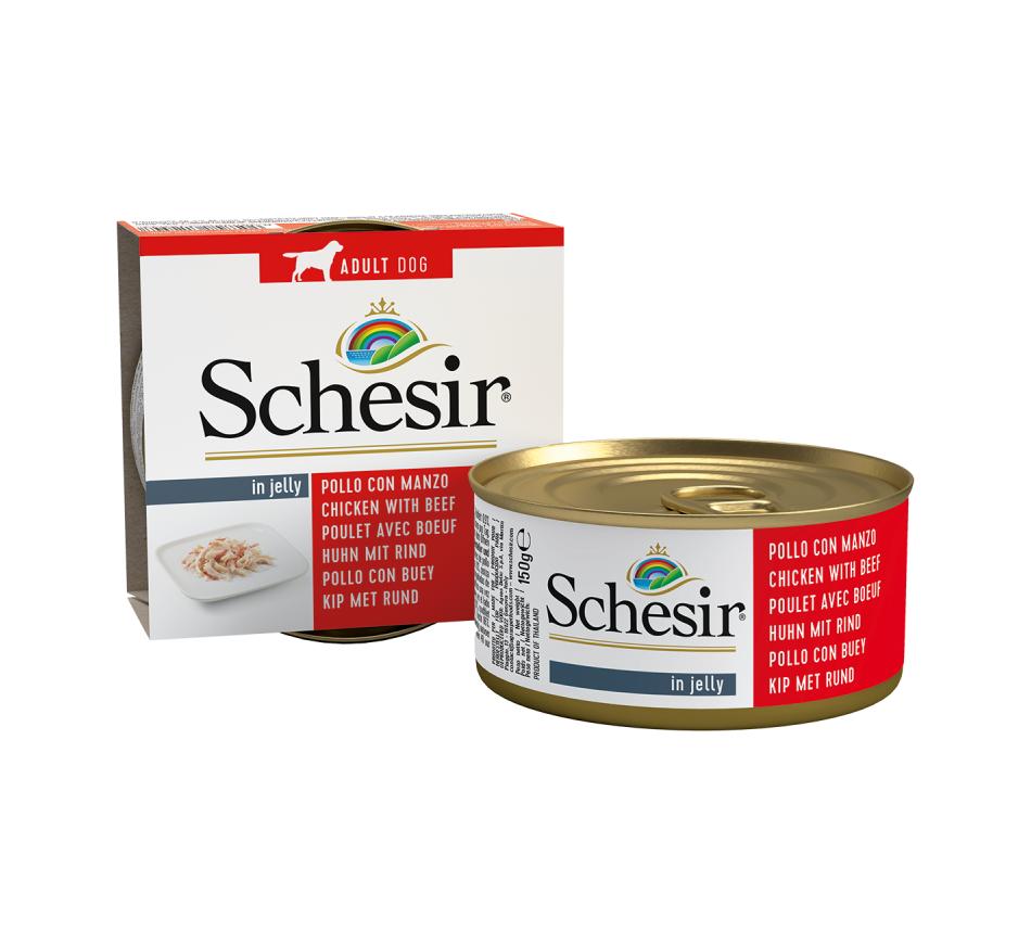 Schesir Cão Filetes Frango e Carne Bovina em Gelatina 