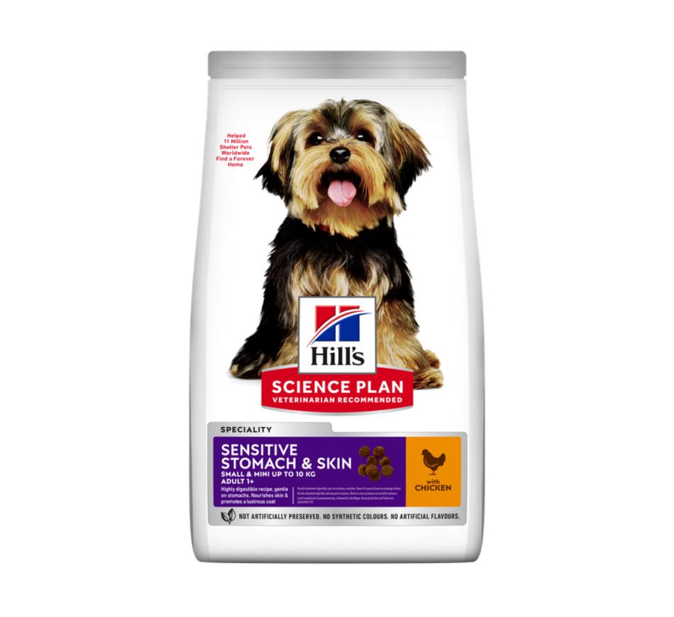 Hill's Science Plan Cão Adulto Sensitive Stomach & Skin Raça pequena e mini com Frango