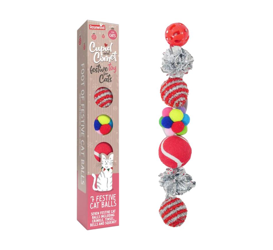 Foot of Festive Cat Balls (7un) - Rosewood