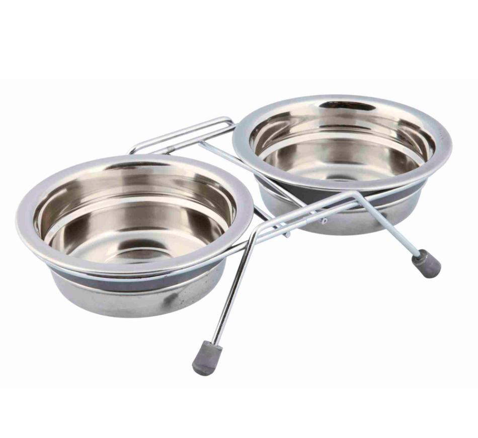 Gamela Dupla Inox C/Proteção Silicone Trixie