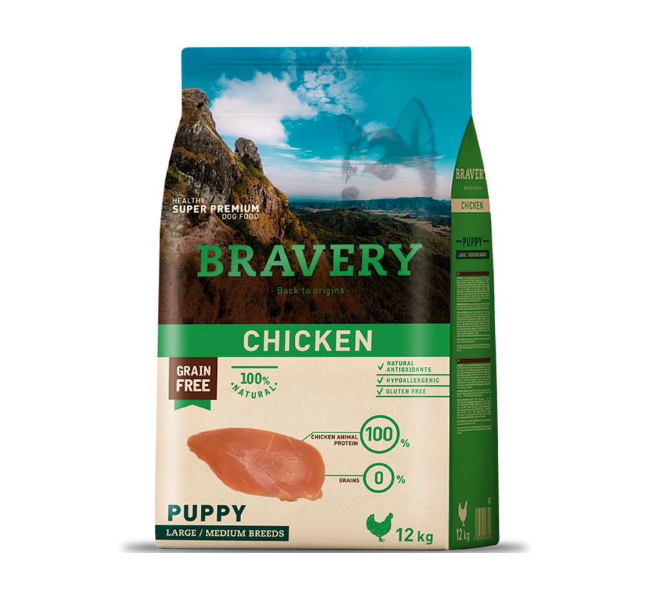 Bravery Puppy Medium/Large - Frango & Grain Free