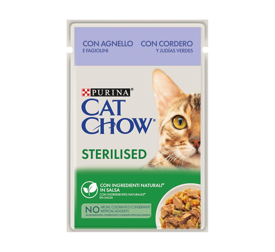 Cat Chow Gato Adulto Sterilised Borrego e Feijao Verde em Molho