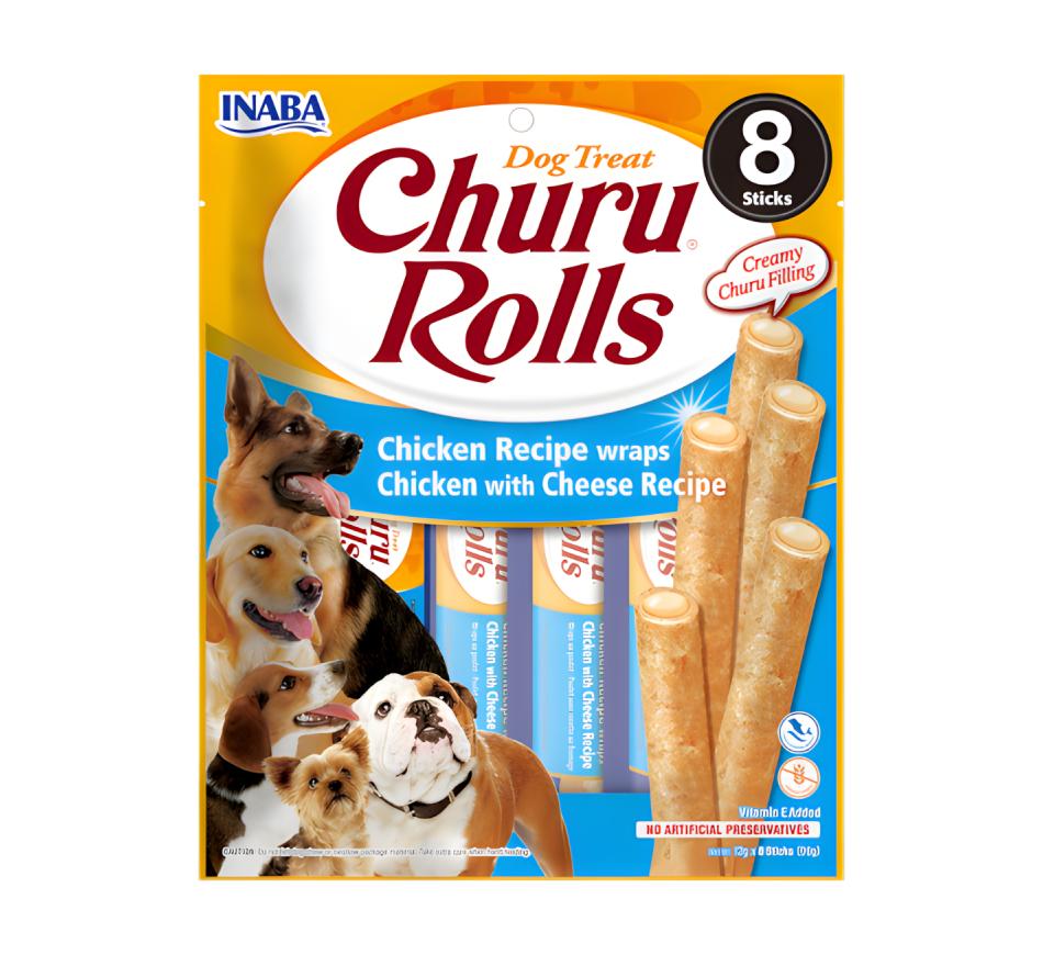 Churu Cão Rolls Receita de Frango com Queijo 
