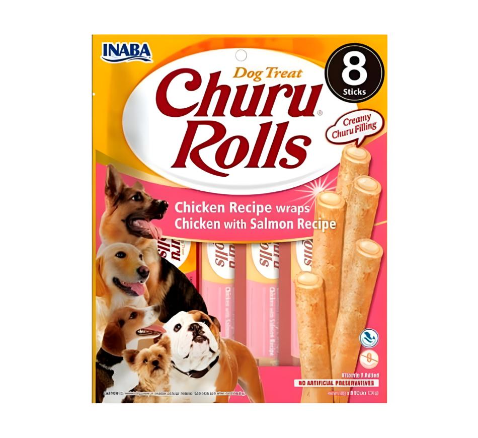 Churu Cão Rolls Receita de Frango com Salmão 