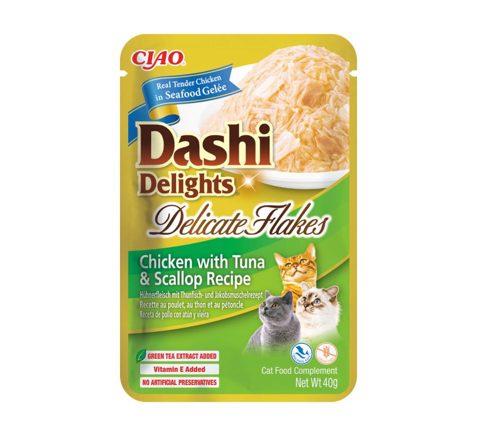 Churu Gato Dashi Delicate Flakes Receita de Frango com Atum e Vieira 