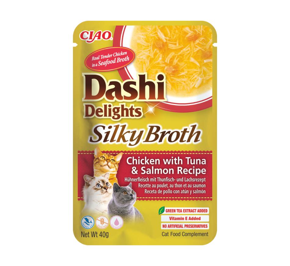 Churu Gato Dashi Silky Broth Receita de Frango com Atum e Salmão 