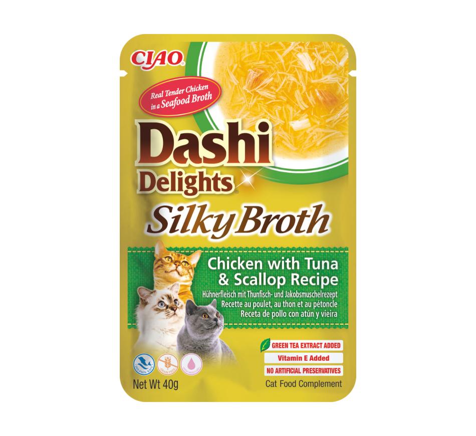 Churu Gato Dashi Silky Broth Receita de Frango com Atum e Vieira 