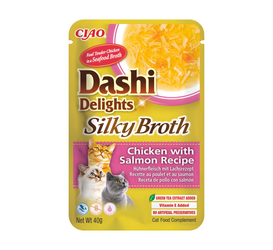 Churu Gato Dashi Silky Broth Receita de Frango com Salmão 