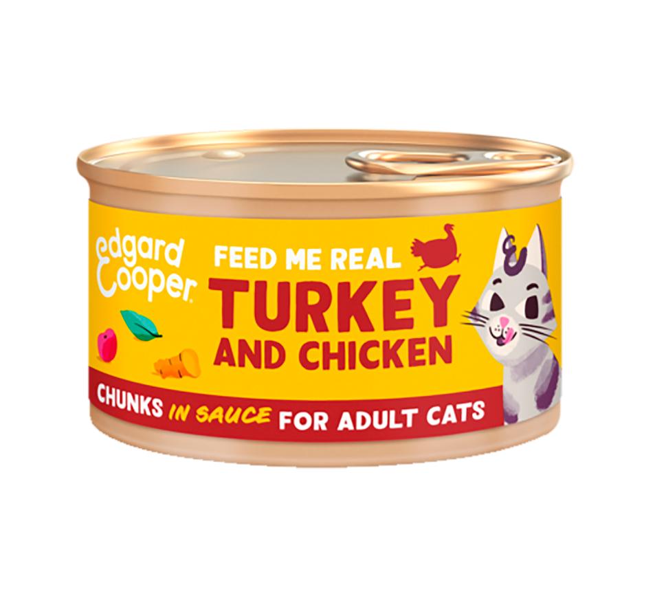 Edgard & Cooper Ração Húmida Gato Pedaços de Perú e Frango em molho