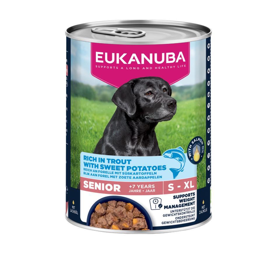 Eukanuba Cão Sénior Ração Húmida - Truta com Batata Doce 