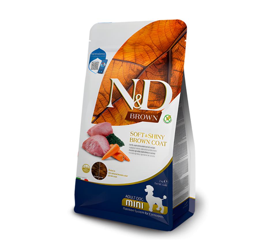 Farmina N&D Brown Cão Adult Mini Cordeiro e Spirulina