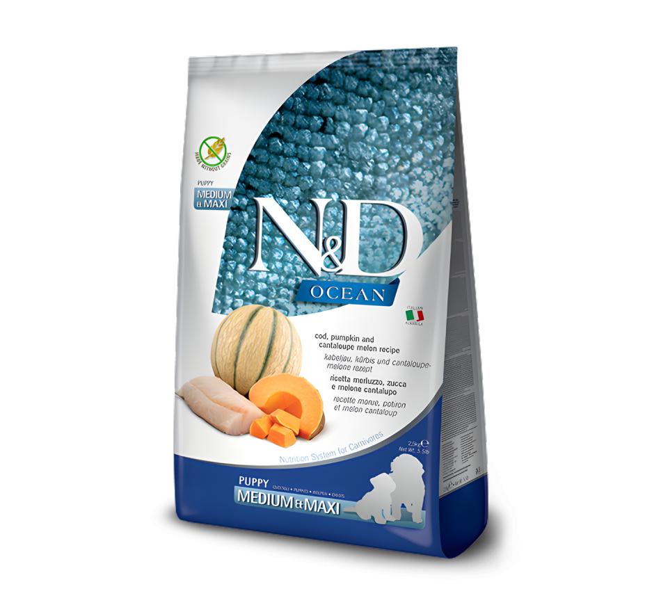 Farmina N&D Ocean Cão Puppy Medium & Maxi Bacalhau e Abóbora 