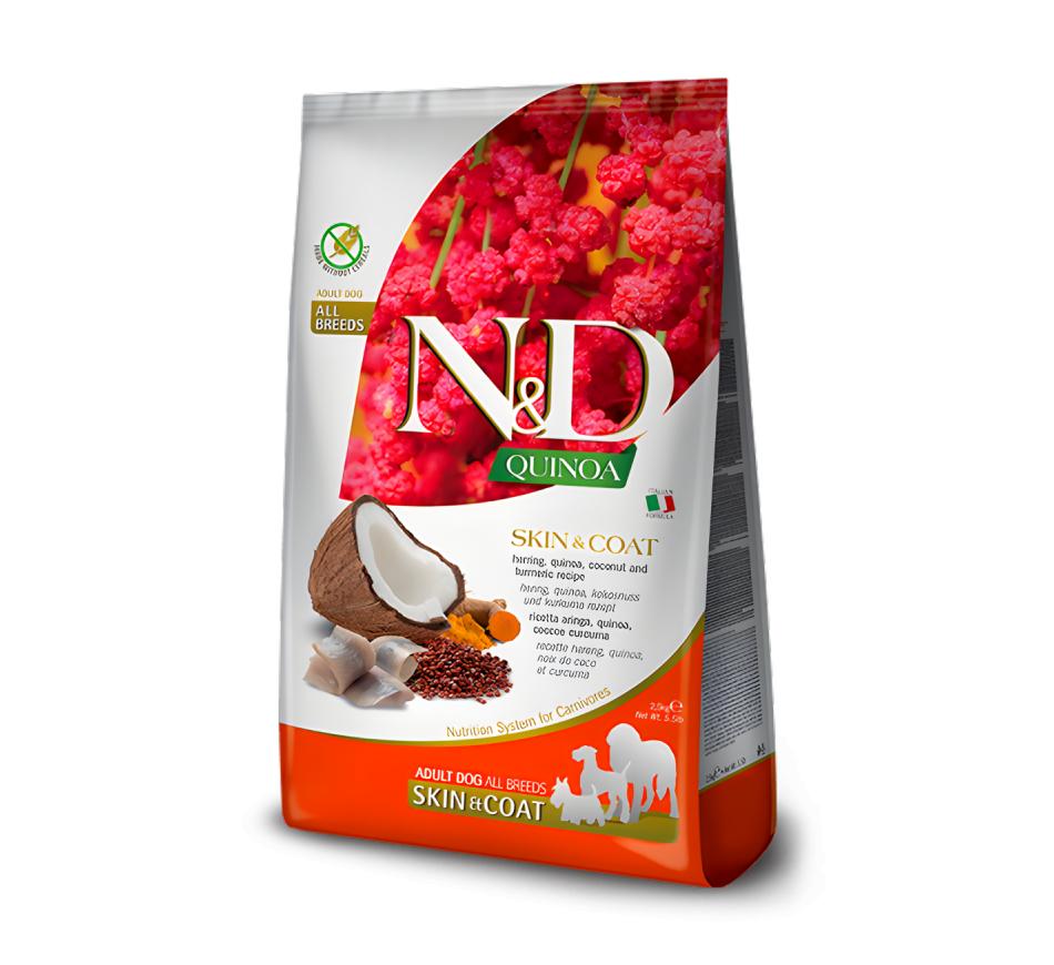 Farmina N&D Quinoa Skin Coat Cão Adult All Breeds Arenque