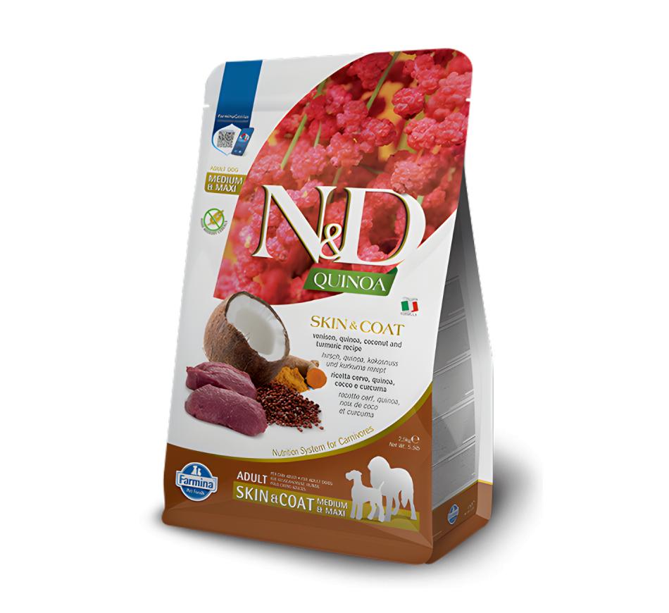 Farmina N&D Quinoa Skin Coat Cão Adult Medium & Maxi Veado