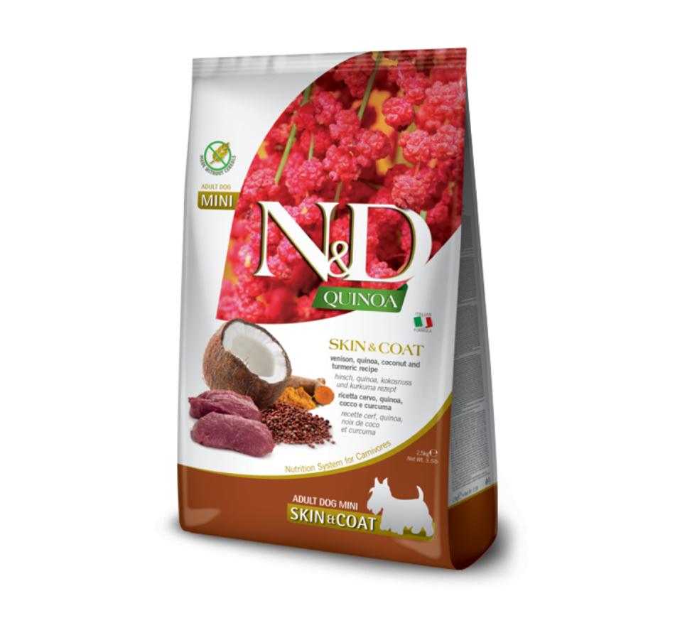 Farmina N&D Quinoa Skin Coat Cão Adult Mini Veado