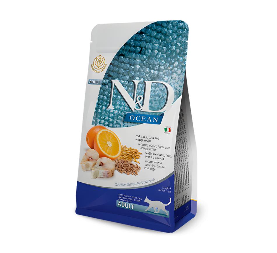 Farmina N&D Ocean Low Grain Gato Adulto - Bacalhau 