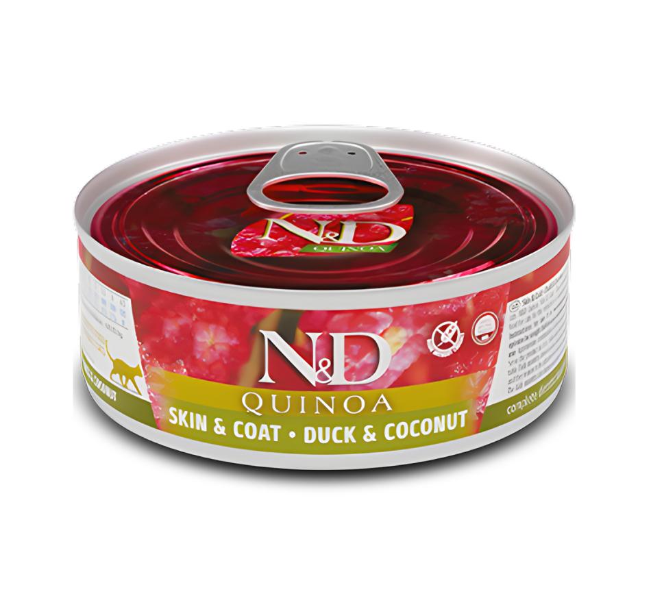 Farmina N&D Quinoa Skin Coat Wet Gato - Pato 