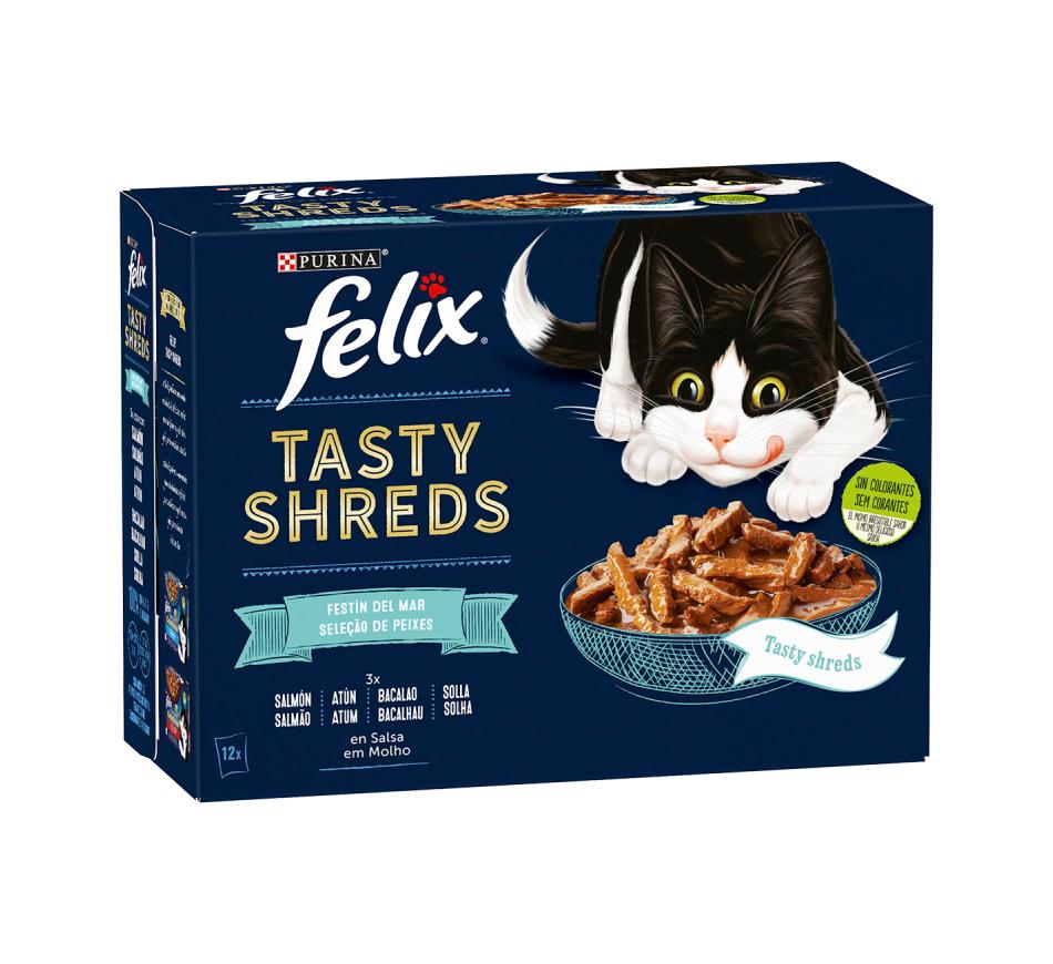 Felix Tasty Shreds Seleção Peixes - Atum Salmão Bacalhau Solha