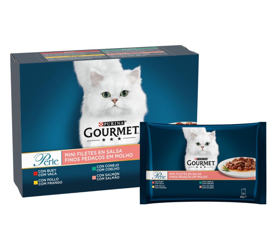 Gourmet Perle Finos Pedaços em Molho - Carne Vaca, Frango, Coelho, Salmão