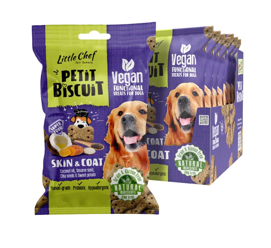 Petit Biscuit Skin & Coat Vegan Grain Free Treat para Cães