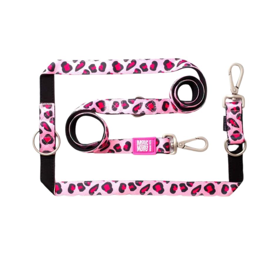 Trela Multifunções Cão Pink Leopard - Max & Molly