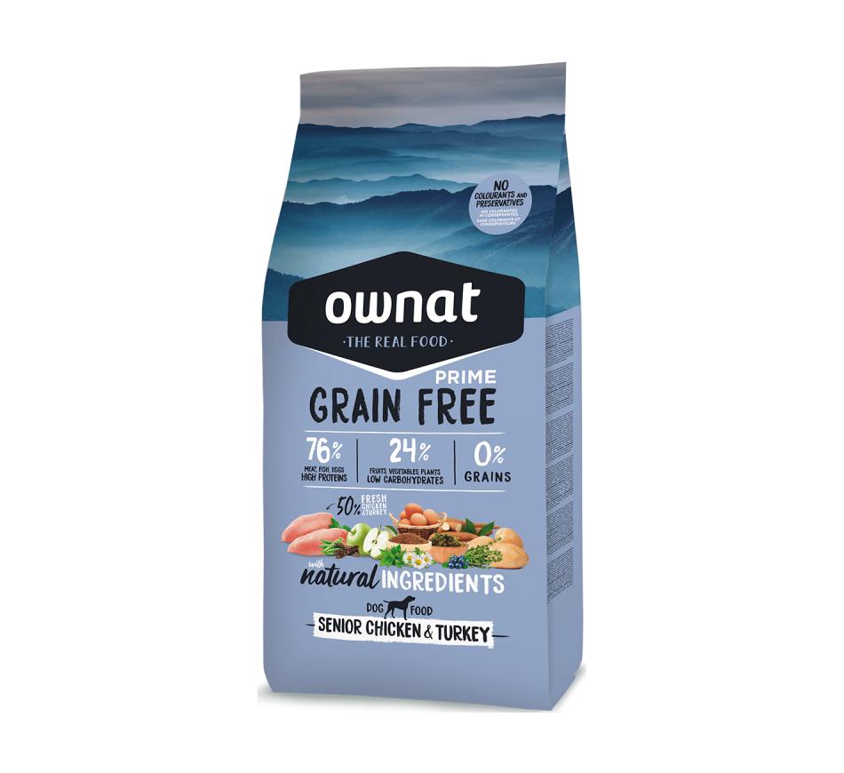 Ownat Grain Free Prime Cão Senior - Frango e Perú