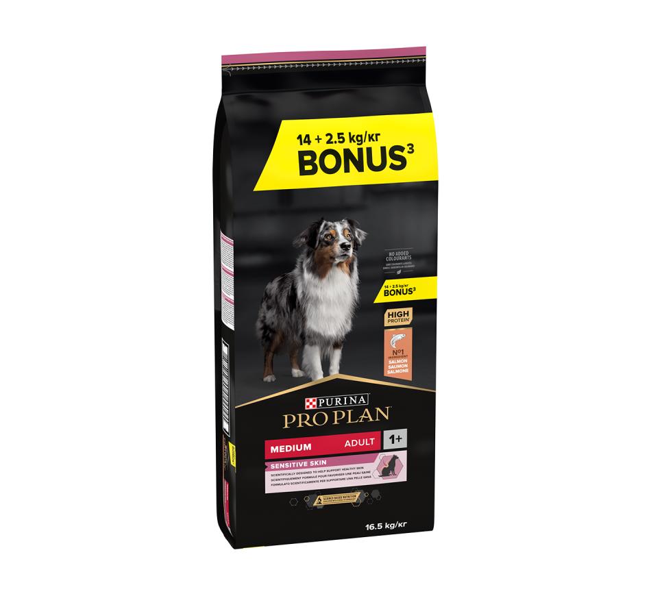 Pro Plan Cão Sensitive Skin Medium Adult Salmão 14+2,5kg