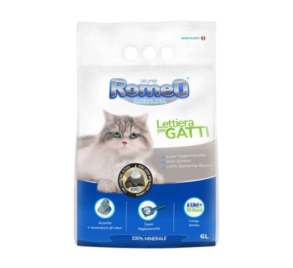 Romeo Mineral Ball Carvão Activado Areia Aglomerante para Gatos
