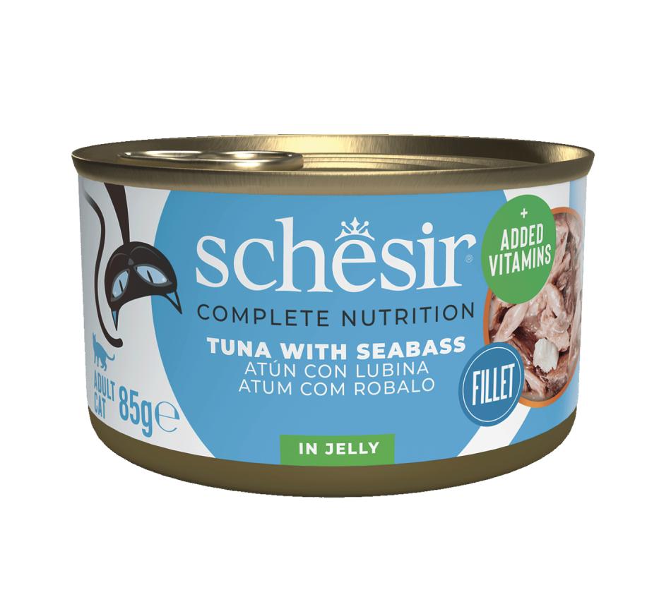 Schesir Complete Nutrition Gato Adulto Atum e Robalo em Gelatina Lata