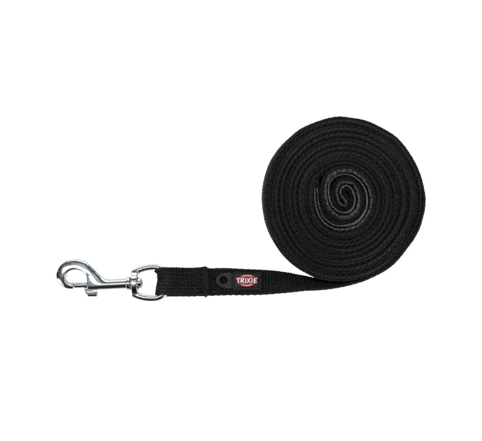 Trela de Trabalho em fita com pega Forrada Preta Trixie