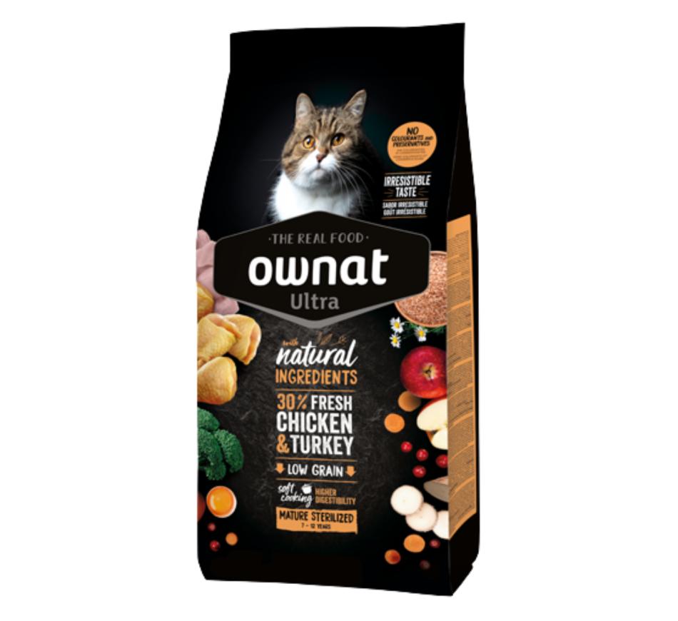 Ownat Ultra Gato Mature Sterilised +7 Frango e Peru 